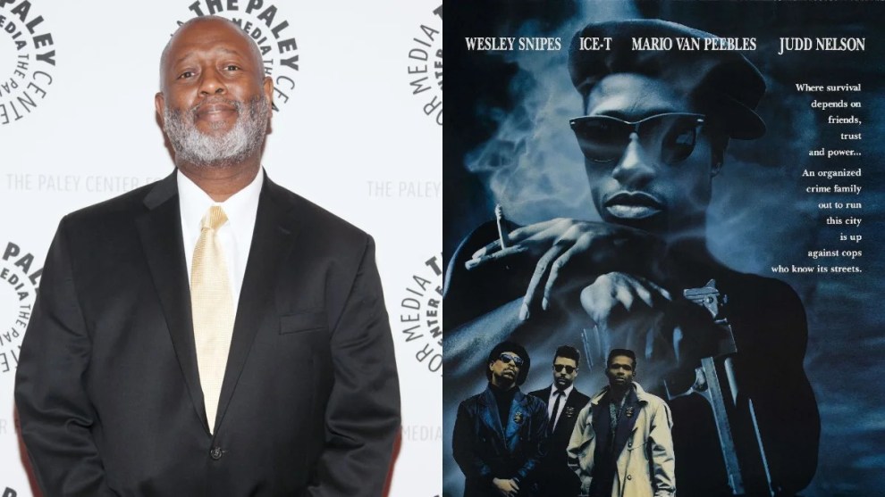 Barry Michael Cooper and the poster for New Jack City